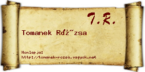 Tomanek Rózsa névjegykártya